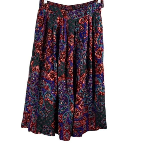 vintage Dresses & Skirts - Vintage Made in USA Vibrant Multicolor Rayon Skirt Size 10
